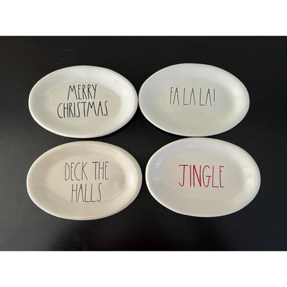 Rae Dunn 2016 Vintage OG Christmas Ovals Set of 4 - Picture 1 of 8